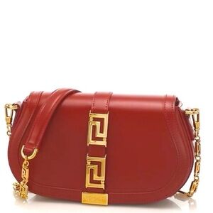 Versace Greca Goddess Leather Shoulder Bag - Red